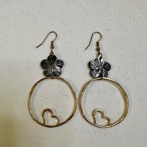 Mother-of-Pearl Flower & Heart Hoop Earrings